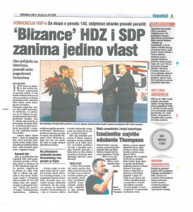 VECERNJI LIST (10.12.2006.): 6. Konvencija HSP-a: ‘Blizance’ HDZ i SDP zanima jedino vlast