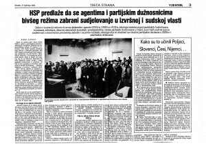 Vjesnik, 27.01.1998.: HSP predlaže Zakon o lustraciji 